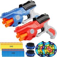 Police 2 Packs Blaster Gun Soft Bullet Gun, Toy Gun for Boys and Girls with 80 Packs Foam Filled Darts, Pistol Toy for Indoor Outdoor Toys Birthday Gift 6 7 8 9 10 Year Old Kids Teen Christmas