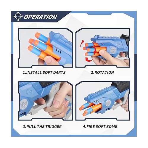 제네릭 Police 2 Packs Blaster Gun Soft Bullet Gun, Toy Gun for Boys and Girls with 80 Packs Foam Filled Darts, Pistol Toy for Indoor Outdoor Toys Birthday Gift 6 7 8 9 10 Year Old Kids Teen Christmas