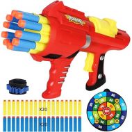 Toy Foam Blaster Gun for Kids Soft Bullet Shooting Game with 10 Hole Automatic Rotating Barrel Indoor Outdoor Toys Birthday Gift of 6 7 8 9 10 11 Boys and Girls Over 12 Years Old Teen Adult (Red)