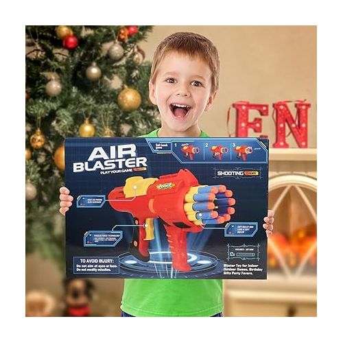 제네릭 Toy Foam Blaster Gun for Kids Soft Bullet Shooting Game with 10 Hole Automatic Rotating Barrel Indoor Outdoor Toys Birthday Gift of 6 7 8 9 10 11 Boys and Girls Over 12 Years Old Teen Adult (Red)