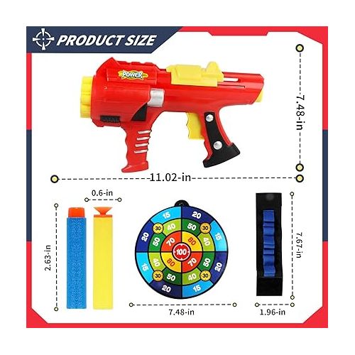 제네릭 Toy Foam Blaster Gun for Kids Soft Bullet Shooting Game with 10 Hole Automatic Rotating Barrel Indoor Outdoor Toys Birthday Gift of 6 7 8 9 10 11 Boys and Girls Over 12 Years Old Teen Adult (Red)