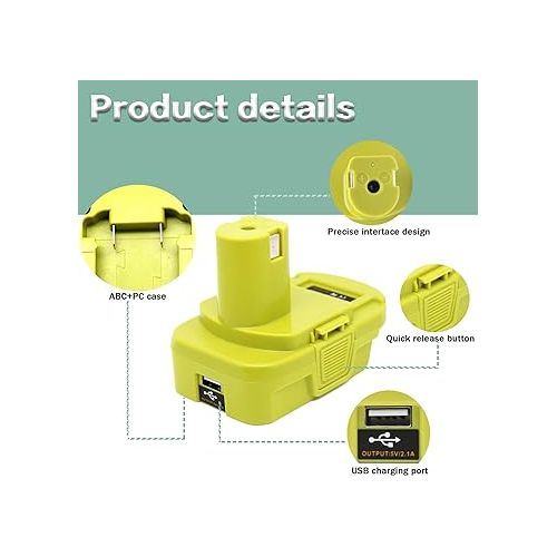 제네릭 DM18RL Battery Adapter for Dewalt to Ryobi Battery Adapter, Convert Dewalt 20V Llithium Battery to Ryobi 18V P107 P108 Battery with 5V 2.1A MAX USB Charge