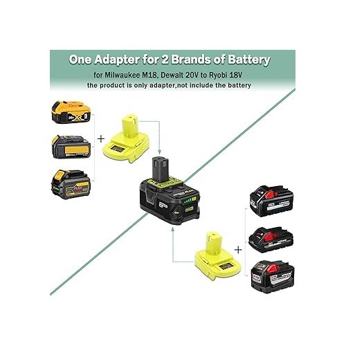 제네릭 DM18RL Battery Adapter for Dewalt to Ryobi Battery Adapter, Convert Dewalt 20V Llithium Battery to Ryobi 18V P107 P108 Battery with 5V 2.1A MAX USB Charge