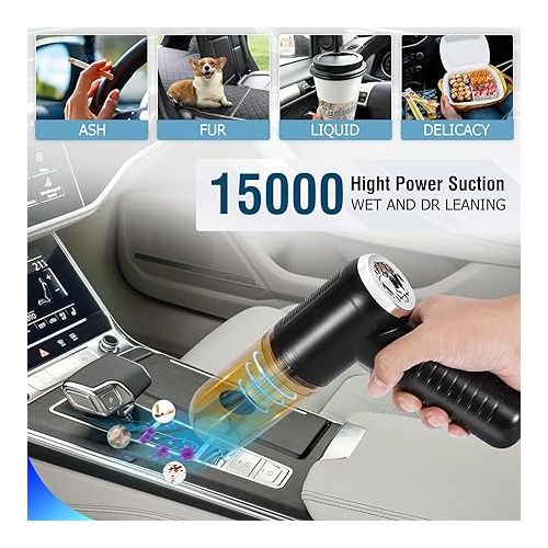 제네릭 Infoblaeze Car Vacuum Cleaner Portable Handheld Vacuum Cordless 15000Pa Mini Wireless Vacuum Cleaner for Car Home Pet Hair Office Cleaning Supplies