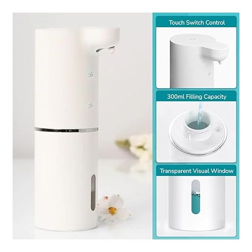 제네릭 Generic Foam Soap Dispenser, Simple Human Soap Dispenser Automatic, IPX5 Waterproof and Leakproof, USB-C Fast Charging Automatic Foaming Soap Dispenser