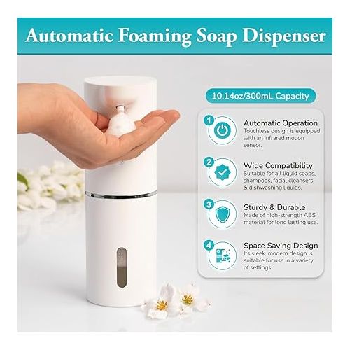 제네릭 Generic Foam Soap Dispenser, Simple Human Soap Dispenser Automatic, IPX5 Waterproof and Leakproof, USB-C Fast Charging Automatic Foaming Soap Dispenser