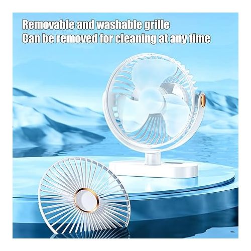 제네릭 USB Table Fan,Personal Quiet 5 Speeds Desktop Portable Fan,Small But Powerful,Battery Fan Adjustable Desk Fan 360° Rotation for Office,Bedroom(White)