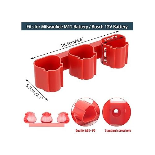 제네릭 M12 Battery Hanger Compatible with Milwaukee Battery Holder Wall Mount Tool Holder with Battery Slots,3Pack 3 in 1 Compatible with Makita/Bosch Battery Packout Racks