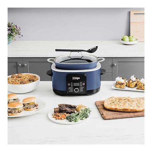 제네릭 Ninja Foodi PossibleCooker PRO 8.5 Quart Multi-Cooker, with 8-in-1 Cooker, Dutch Oven, Heat Technology, Steamer & More, Glass Lid & Integrated Spoon, Nonstick, Oven Safe Pot to 500°F, Navy (Blue)