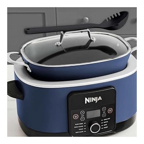 제네릭 Ninja Foodi PossibleCooker PRO 8.5 Quart Multi-Cooker, with 8-in-1 Cooker, Dutch Oven, Heat Technology, Steamer & More, Glass Lid & Integrated Spoon, Nonstick, Oven Safe Pot to 500°F, Navy (Blue)