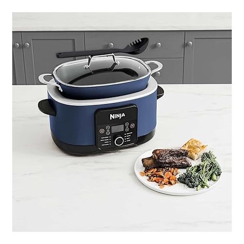 제네릭 Ninja Foodi PossibleCooker PRO 8.5 Quart Multi-Cooker, with 8-in-1 Slow Cooker, Dutch Oven, Steamer, Glass Lid Integrated Spoon, Nonstick, Oven Safe Pot to 500°F, Navy