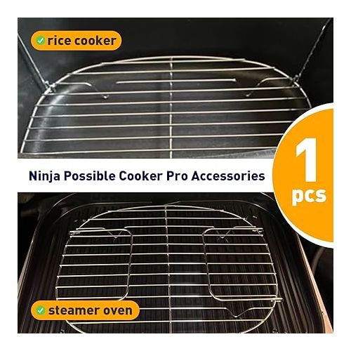 제네릭 Roast Rack - Compatible with Ninja Foodi Possible Cooker Pro 8.5 Qt MC1000, MC1001, MC1010 Series Slow Cooker Crock Pot, universal, silver