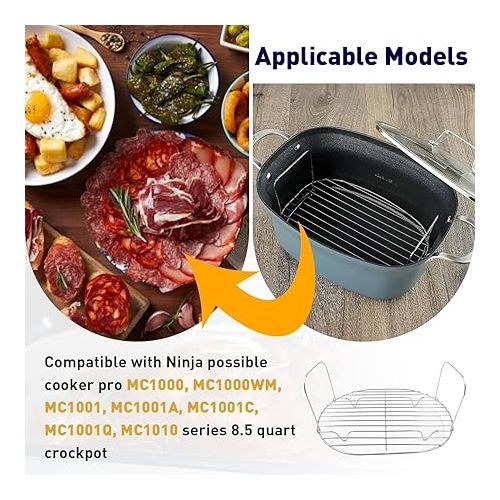 제네릭 Roast Rack - Compatible with Ninja Foodi Possible Cooker Pro 8.5 Qt MC1000, MC1001, MC1010 Series Slow Cooker Crock Pot, universal, silver