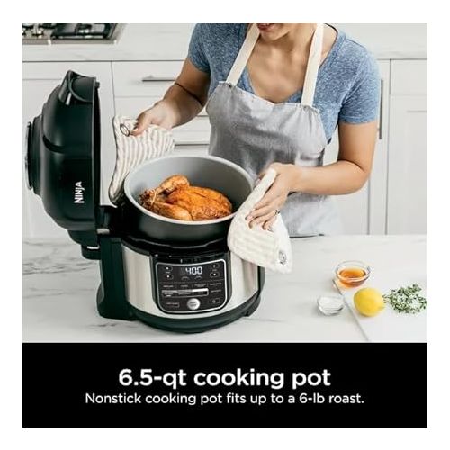 제네릭 Ninja Foodi OS300 10-in-1 6.5-Quart Pro Pressure Cooker Air Fryer Multicooker, Stainless, Indoor grill’s wide temperatureCyclonic Grilling Technology 500F, Smoke Control System (Renewed)