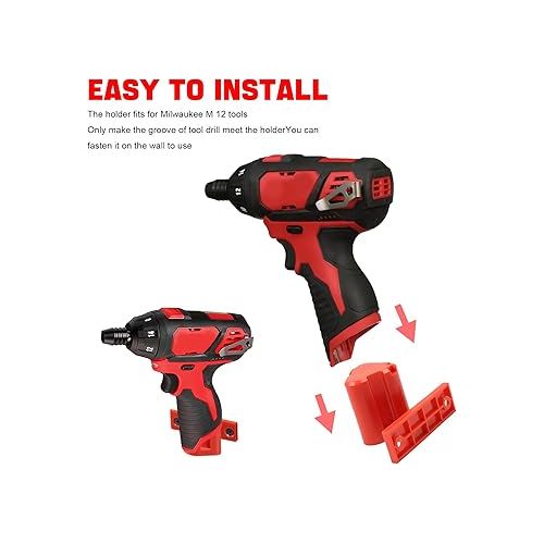 제네릭 5PCS M12 Tool Holder and Tool Storage Compatible with Milwaukee Drill Holder, Dirll Holder Wall Mount for Milwaukee M12 Drill, DIY Drill Tool Hanger Power Tool Storage Vertical Drill Mount