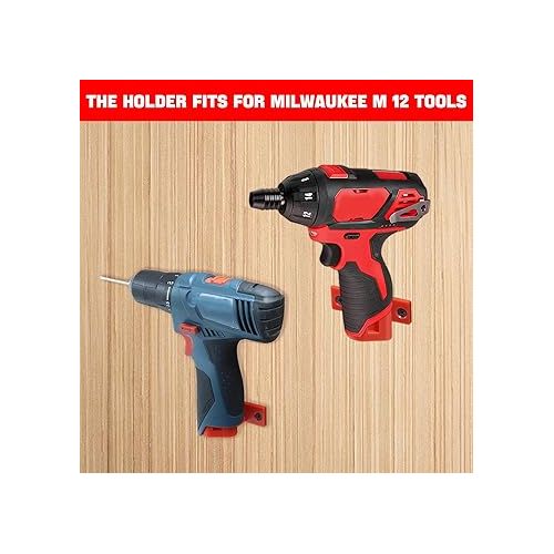 제네릭 5PCS M12 Tool Holder and Tool Storage Compatible with Milwaukee Drill Holder, Dirll Holder Wall Mount for Milwaukee M12 Drill, DIY Drill Tool Hanger Power Tool Storage Vertical Drill Mount