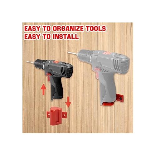 제네릭 5PCS M12 Tool Holder and Tool Storage Compatible with Milwaukee Drill Holder, Dirll Holder Wall Mount for Milwaukee M12 Drill, DIY Drill Tool Hanger Power Tool Storage Vertical Drill Mount