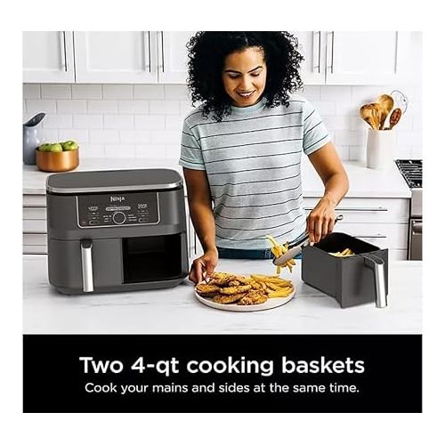 제네릭 Ninja® Foodi® 6-in-1 8-qt Air Fryer with 2 Baskets and DualZone™ Technology - Culinary Innovation for Cooking Multiple Foods Simultaneously, AD150, BLACK