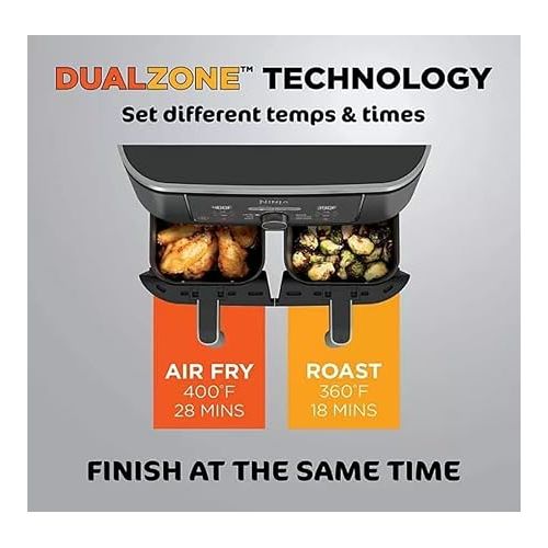 제네릭 Ninja® Foodi® 6-in-1 8-qt Air Fryer with 2 Baskets and DualZone™ Technology - Culinary Innovation for Cooking Multiple Foods Simultaneously, AD150, BLACK