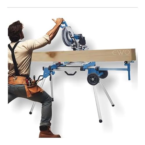 제네릭 Fits HERCULES 550 lb. Universal Aluminum Mobile Folding Miter Saw Stand HA71: Supports Over 8 ft Lumber, Leveling Feet, Compact Design with Wheels - Compatible with Dewalt, Hercules, Bosch, Metabo HPT, Hitachi, Makita, Skil, Craftsman, Milwaukee, Ridgid & Ryobi, Kobalt & Delta Miter Saws