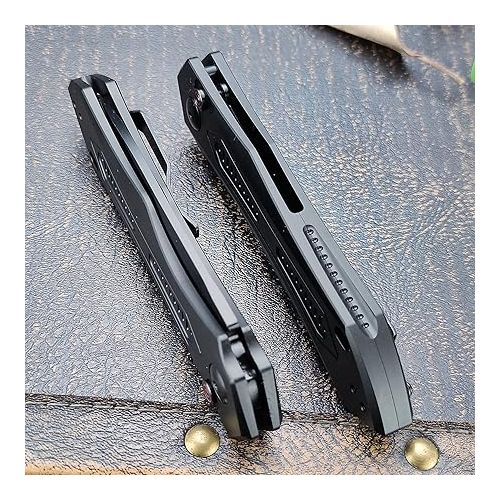 제네릭 Pocket Knife Push Button Lock Folding Knife for EDC Black Aluminum Handles Black 9Cr18MoV Blade Everyday Carry Knife for Men Women, Lightweight for Indoor Outdoor Gift