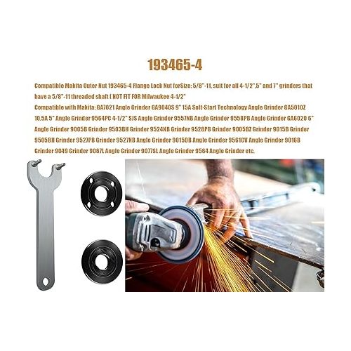 제네릭 Angle Grinder 193465-4 224399-1 224568-4 Wrench Spanner Metal Lock Nut Flange 1/4''-20 Compatible with Dewalt Milwaukee Makita Bosch Black&Decker Ryobi 4.5