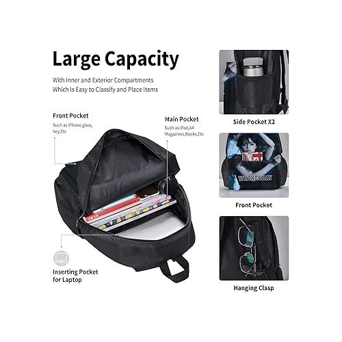 제네릭 Wednesdoy Backpacks set 3d Casual Light Weight Backpack Bookbag 3 pice with lunch box lunch bag And pencil case pencil bag For Girls Boys Teens