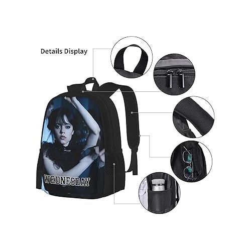 제네릭 Wednesdoy Backpacks set 3d Casual Light Weight Backpack Bookbag 3 pice with lunch box lunch bag And pencil case pencil bag For Girls Boys Teens