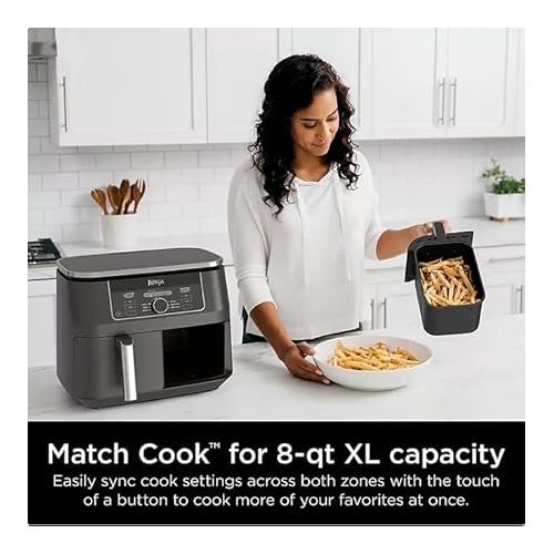 제네릭 Ninja AD150 Foodi 8 Quart 6-in-1 DualZone 2-Basket Independent Cook Digital Air Fryer - Multi-Functional Kitchen Marvel with Dehydrate, Perfect for Healthy Cooking, Black