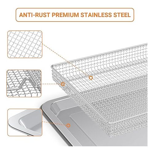 제네릭 Stainless Steel Baking Tray Pan and Air Fryer Basket Compatible with Cuisinart Airfryer TOA-060 and TOA-065