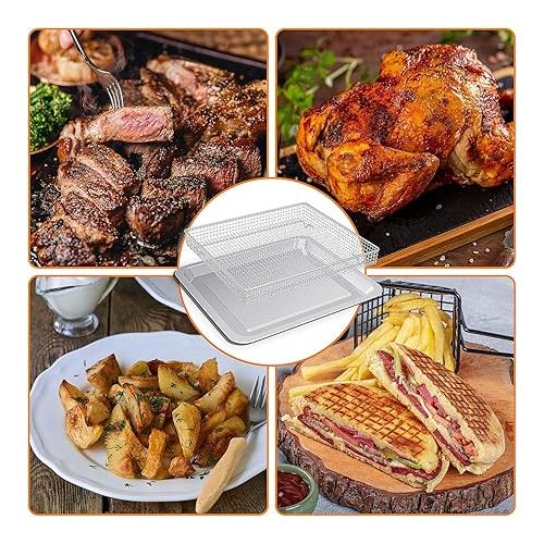 제네릭 Stainless Steel Baking Tray Pan and Air Fryer Basket Compatible with Cuisinart Airfryer TOA-060 and TOA-065