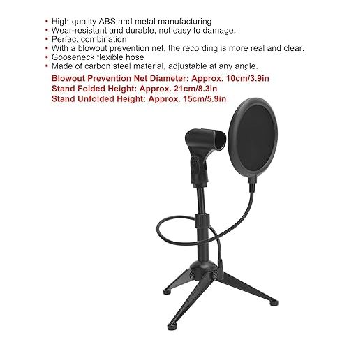 제네릭 Professional Microphone Holder xlsz Clamp large Microphone Tripod,Foldable Desktop Microphone Stand Holder with Blowout Prevention Net for Recording,Height Adjustable,Gooseneck Flexible Hose(Black)
