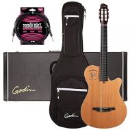 Godin (049479) MultiAc Grand Concert Deluxe - Natural, Godin v1091 Case, ErnieBall Cable Bundle