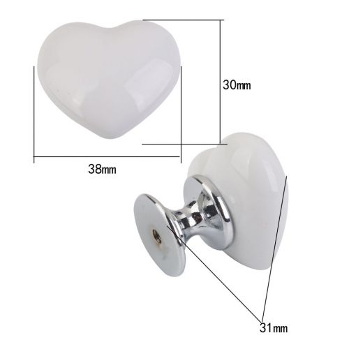 제네릭 Generic Heart Shaped Door Drawer Bin Handle Pull Knob Hardware White S