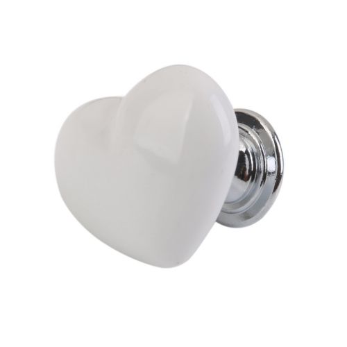 제네릭 Generic Heart Shaped Door Drawer Bin Handle Pull Knob Hardware White S