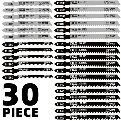 제네릭 Generic Jigsaw Blades Set 30 Piece by TOOLDO, Assorted Professional Jig saw Blades for T-shank,Wood and Metal Cutting, Replacement Saw Blade for TOOLDO, Dewalt , Bosch , , Makita , Ryobi,B