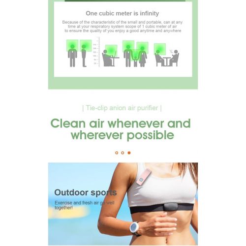 제네릭 Generic Personal Wearable Air Purifier, Portable Tie-clip Anion Air Freshener Ionizer Negative Ion Generator, Hepa filter, Fast USB Charging, Air Cleaner for Travel, Bedroom, Smoke, Pollen