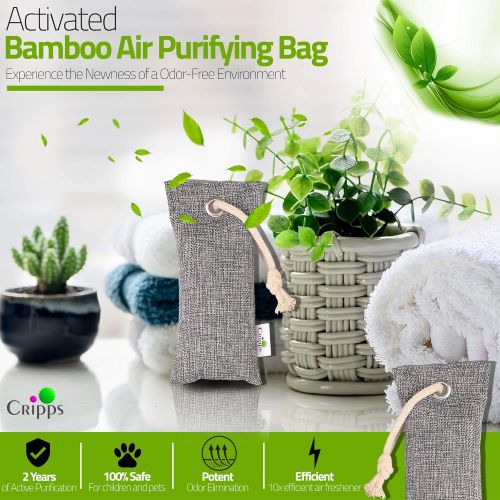 제네릭 Generic Cripps Bamboo Charcoal Air Purifying Bags ? 4X 75gm Odor Neutralizer for Home and Car, Moisture-Absorbent Deodorizer ? All-Natural Bamboo Activated Charcoal Odor Remover ?