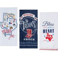 Generic 3 Texas Themed Decorative Cotton Kitchen Towels Set with White, Blue and Red Print | 2 Flour Sack and 1 Terry Towel for Dish and Hand Drying | By Kay Dee Designs
