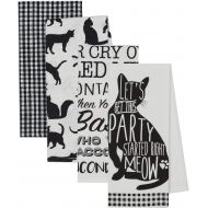 Generic 4 Cat Themed Decorative Cotton Kitchen Towels (Includes One with Sayings) | Black and White Towel Set for Dish and Hand Drying