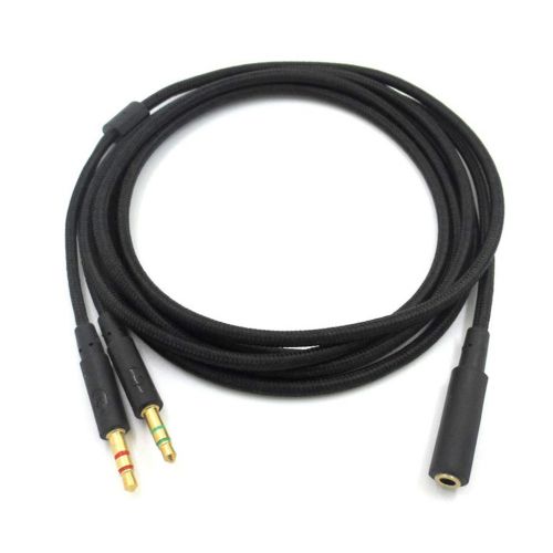 제네릭 Generic 3.5mm Universal 2 in 1 Gaming Headset Audio- Extend Cable for HyperX Cloud II/Alpha-/Cloud Flight/Core Headphone for Computer (200cm)