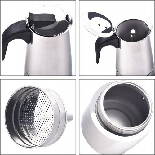 제네릭 Generic 4/6/9-Cup Coffee Pot Espresso Coffee Maker-Stovetop Espresso Maker/Italian Moka Coffee Pot-Stainless Steel Coffee Cup Percolator Stove top with Permanent Filter and Heat Resistant