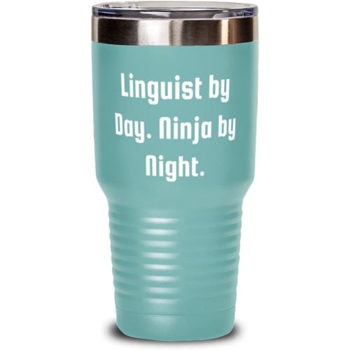 제네릭 Generic Joke Linguist 30oz Tumbler, Linguist by Day. Ninja by, For Friends, Present From Coworkers, Stainless Steel Tumbler For Linguist