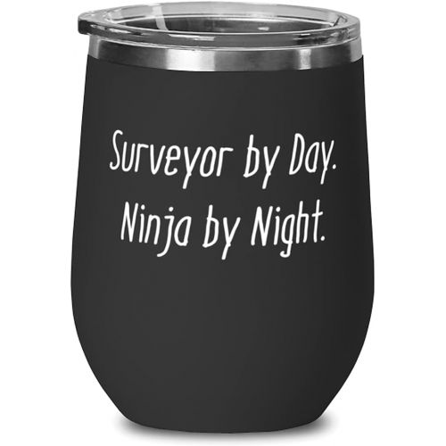 제네릭 Generic Fun Surveyor Wine Glass, Surveyor by Day. Ninja by Night, Inappropriate s for Coworkers, Birthday s