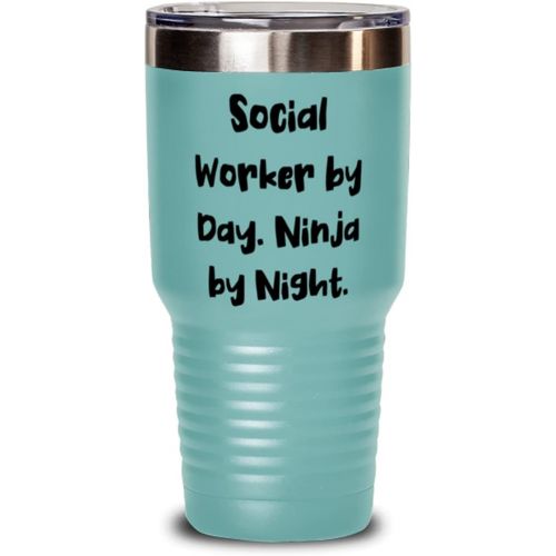 제네릭 Generic Social Worker by Day. Ninja by Night. 30oz Tumbler, Social worker Present From Team Leader, Fun Insulated Tumbler For Coworkers