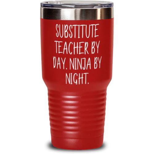 제네릭 Generic Fun Substitute teacher 30oz Tumbler, Substitute Teacher by Day. Ninja by Night, Useful s for Men Women, Birthday s