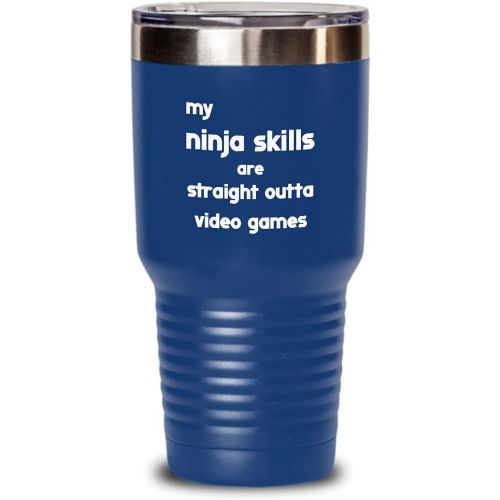 제네릭 Generic Funny Video games Tumbler My ninja skills are straight outta video games Gift For Men and Women 30oz, Blue