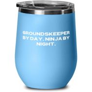 Generic Groundskeeper by Day. Ninja by Night. Groundskeeper Wine Glass, Joke Groundskeeper Gifts, Stainless Steel Wine Tumbler For Colleagues