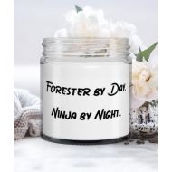 Generic Motivational Forester Gifts, Forester by Day. Ninja by Night, Christmas Candle For Forester