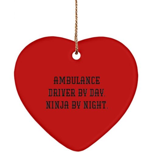 제네릭 Generic Funny Ambulance Driver Gifts, Ambulance Driver by Day. Ninja by Night., Ambulance Driver Heart Ornament from Coworkers